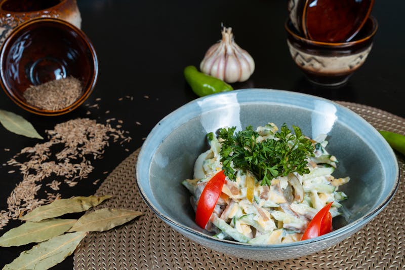 Fresh house salad with seasonal vegetables