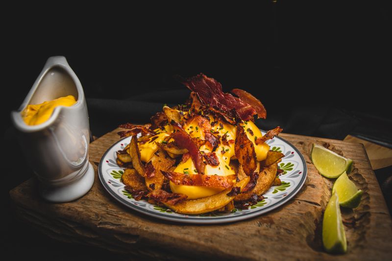 Loaded potato skins with cheese and toppings