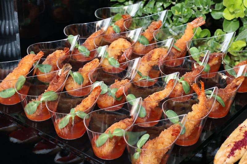 Outdoor catering setup by Pizza Ranch